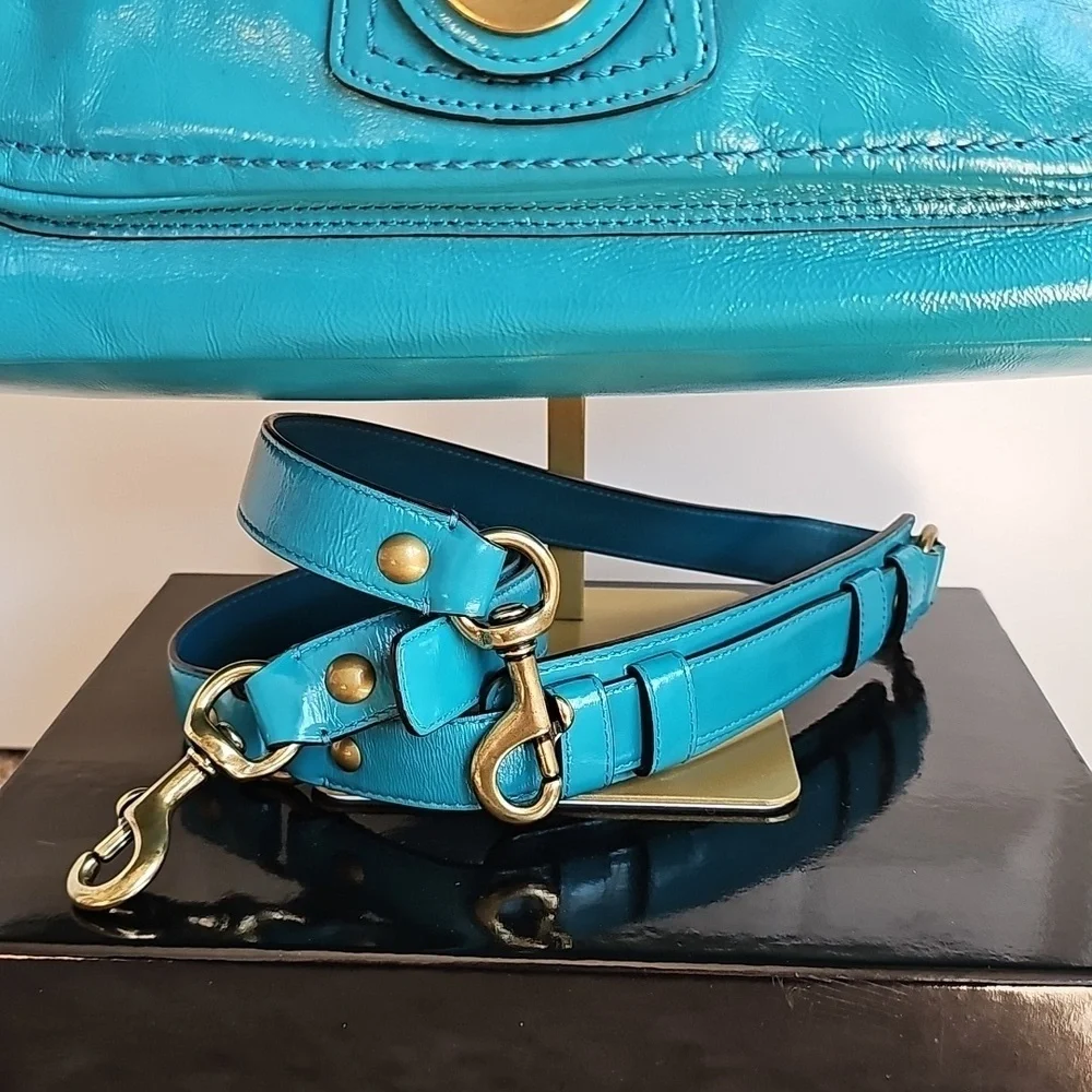 Coach 2008 Limited Edition Francine Turnlock Satchel Turquoise Legacy Lining
